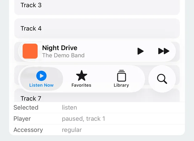 The accessory above the bar on iOS 26