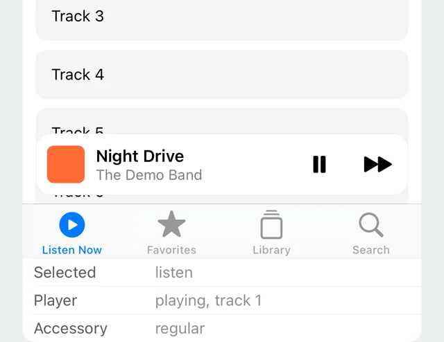 The accessory as a view above the bar on iOS 18
