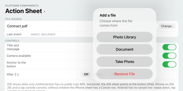 The action sheet as a popover on iPad